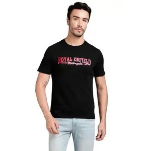 Royal Enfield RE FOIL Print T-Shirt Black 97 cm S | Material: 100% Cotton | Fabric: Single Jersey | Type: Crew Neck | Style : RE FOIL Print | Gender: Men's