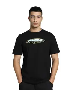 Puma Men's Graphic Print Regular Fit T-Shirt (628389_Black