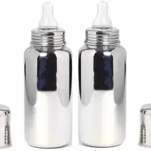 KINDAR CARE Baby's Stainless Steel Feeding Bottle | Silver | Pack of 1 | 250 Ml