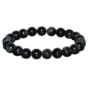 RRJEWELZ Natural Astrophyllite 8mm Round Shape Smooth Cut Beads 6.5 Inch Stretchable Bracelet For Men & Women. Unisex Bracelet For Healing, Meditation, Prosperity, Gift & Luck|STBR_RR_10062_6.5