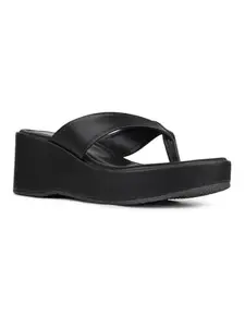 Inc.5 Womens Black Solid Round Toe Party Wear Wedge Heel Sandals