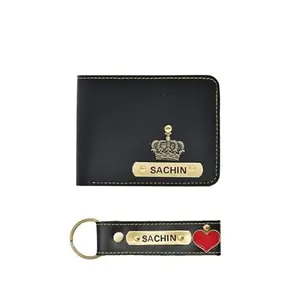 NAVYA ROYAL ART Leather Men's Wallet and Keychain Combo Pack for Gift - Black