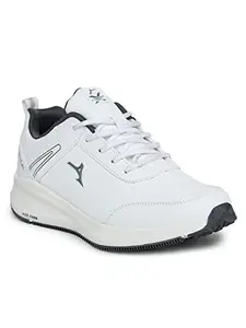 ABROS Lancel Running Sports Shoes Breathable Upper Pu with Phylon Sole Memory Foam Insole Casual Walking & Gym Shoes for Mens (White/D.Grey 7)