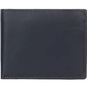 MOZIX Bi Fold Slim & Light Weight RFID Protected Minimalist Genuine Leather Wallet for Men - Blue