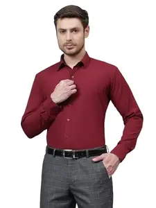 Aala Men Slim Fit Solid Formal Spread Collar Full Sleeve Maroon Shirt BZ_2015Maroon38