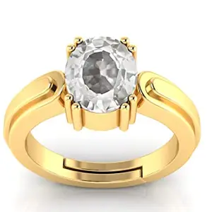 Om Gayatri Corp 5.25 Ratti Certified Unheated Adjustable Ring White Sapphire Pukhraj Loose Gemstone Ring for Women and Men