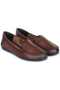 Zoom Shoes Premium Leather Comfortable Lightweight Bellies for Women with Rubber Sole Ideal for Casual Wear Brown