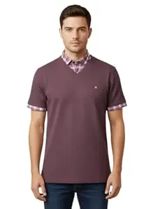 PRASHIV ENTERPRISEE Men’s Short Sleeve V-Neck Polo Shirt with Plaid Collar – Casual Slim Fit Layered Style Breathable Summer T Shirt for Men