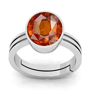BALATANK�12.25 Ratti / 11.50 Carrat Gomed Silver Ring Ceylon Loose Gemstone Certified Natural AA+ Quality Hessonite Garnet Adjustable Silver Ring for Man and Women's