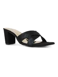 Inc.5 Womens Black Party Wear Solid Square Toe Block Heel Mules