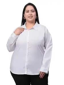 Style Quotient Women White Plus Size Classic Smart Formal Shirt