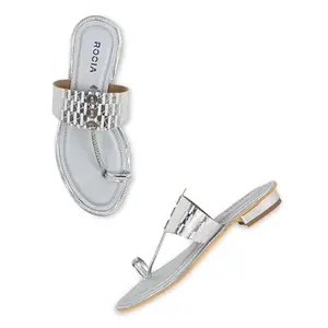 ROCIA By Regal Silver Women Casual Kolhapuri Flats