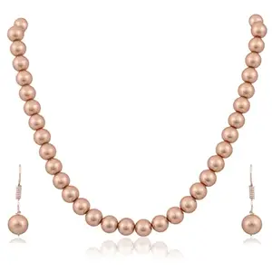 Ratnavali Jewels Imitation Pearl 10Mm Bead Size Strand Necklace Pearl Moti Mala Jewellery Set With Earrings For Women's Girls