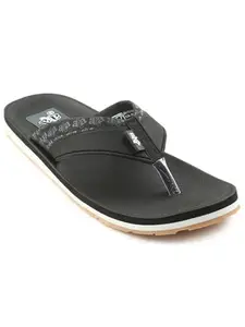 Liberty A-HA ANCO-03 Casual Slipper For Men With EVA Sole | TPR Outsole Comfortable & Cushioned Footbed | Durable & Lightweight | Latest & Trendy Design | Stylish Footwear (Black 43EU)