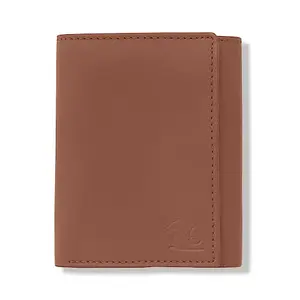 KARA Men's Tan Trifold Genuine Leather Wallet - Tri Fold Wallets for Men with Six Card Holder Slot