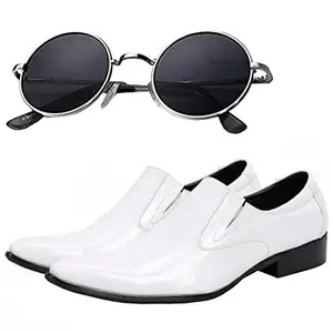 Vitoria Stylish Men's Synthetic Leather Formal Shoes with Free Unisex Round Blk Sunglasses/Office Shoes/Suit Shoes/Dress Shoes/Party Shoes (Numeric_6)