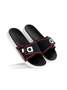 AADI Men's Black Synthetic Leather Casual Sliders/Flip Flop & Slippers