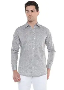 Men's Solid Swadeshi Cotton Full Sleeves Regular Fit Shirt Navrang Gray (46, Gray)