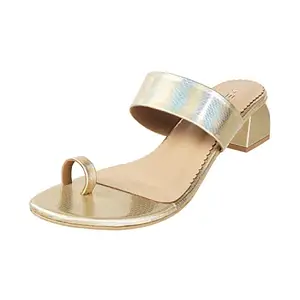 Metro Women Gold Synthetic Fashion Heel Sandal UK/8 EU/41 (32-95)