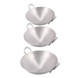 NestPlay Aluminium Kadhai/Kadai/Frying Pan for Cooking Deep Fry Combo of 3 Kadai (2 Litre 3 Litre 4 Litre)