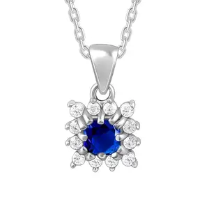 GIVA 925 Silver Anushka Sharma Silver Royal Blue Pendant with Link Chain | Necklace to Gift Women & Girls | With Certificate of Authenticity and 925 Stamp | 6 Months Warranty