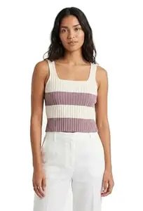 LASOON Women’s Viscose Ribbed Crop Top | Sleeveless Square Neck Stretchable Top | Free Size | Solid & Striped