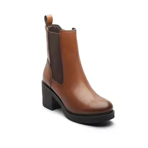 Michael Angelo Casual Ankle Length Stylish Tan Boots For Women (MA-6222)