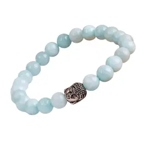 PROFOUND GEMS Stress Releasing Aquamarine Buddha Natural Healing Bracelet, Reiki Chakra Crystals Healing-White Bids