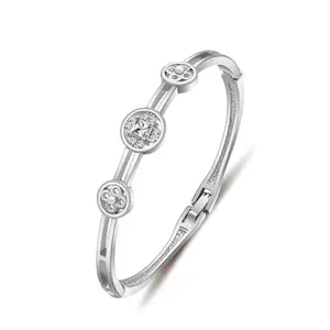 Shining Diva Fashion Valentine Gift For Girlfriend Latest Stylish Silver Plated Crystal Bangle Bracelet for Women and Girls (16280b)
