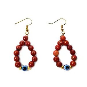 Reiki Crystal Products Red Jasper Earrings Studs | Red Jasper Tops | Evil Eye Earrings for Women | Crystal Earrings | Crystal Stone Earrings