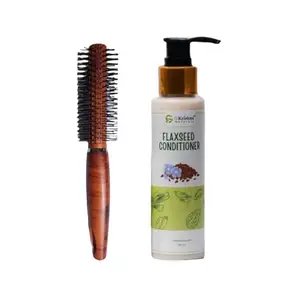 G Krishna Naturals Wooden Round Hair Brush & 3 in 1 Hair Oi for Women & Men | Durable Long Lasting Wood Kangi and Hair Oil for Natural Hair Growth (Pack of 1 Each)(GKNFPC1-11)