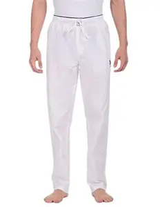 U.S. Polo Assn. Men White I690 Comfort Fit Solid Cotton Lounge Pants - Pack Of 1