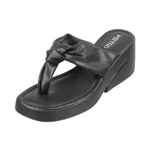 Metro Women Black Casual Synthetic Sandals Uk/4 Eu/37 (32-729)