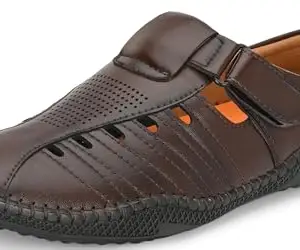 Karaddi 5073 Hand Stitched Men's Casual style Ethnic Sandals for men color Brown size 6 uk/ind
