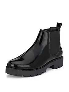 El Paso Black Faux Leather Boots For Women - 07 UK