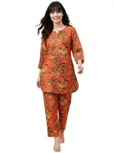 Winza Designer Women's Cotton Blend Floral Printed Kurta Cord Set | Stylish Co-ord Set for Women with Straight Cut Pant | Elegant Workwear & Festive Kurta Set for Woman (S to 6XL)
