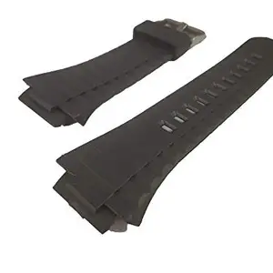 EWatchAccessories Black PU Rubber Watch Band Strap