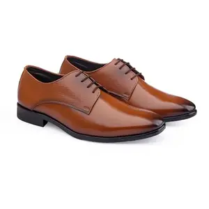 YUVRATO BAXI Men's Faux Leather Material Tan Casual Formal Laceup Shoes with TPR Sole- 8 UK
