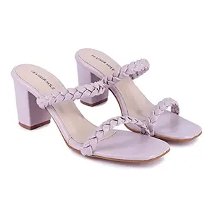 Feather Sole Fashionable And Comfortable Braided Strap Heel Sandals For Women And Girls (Lavender, 36)