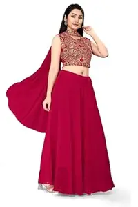 Women's Georgette Embroidery work Lehenga Choli with Dupatta || Semi Stitched Lehenga Choli With Dupatta For Women Wedding