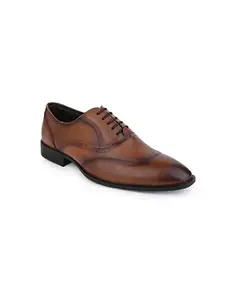 ALBERTO TORRESI Classic Leather Lace-up Formal Shoes for Men, TPR Sole, Square Toe, Elegant & Durable Office Footwear - Ideal for Business, Special Occasions, Office & Events - Tan - 10 UK/India
