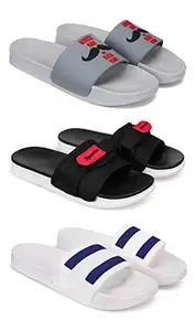 Bersache Chappal for Men Casual,Slides, Slippers, FILP-Flops Walking Slippers (Multicolour) (Pack of 3) Combo(MR)-1590-1558-3109-6