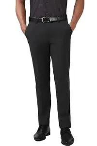 Peter England Men Mid Rise Slim Fit Flat Front Trouser