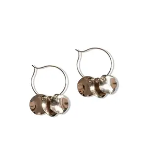 SABHYAM Elegant Gold Hoop Drop Earrings with Shiny Disc | Trendy Fashion Earrings for Women & Girls | Jewelry Gift