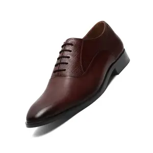 LOUIS STITCH Men's Brunette Brown Derby Formal Shoes Handmade Italian Leather Shoes for Men (EUPLDYBB-) (Size- 11 UK)