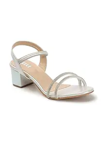 ELLE Women's EL-AR-W-111 Fashionable and Stylish Sandal for Casual Use I Party I Wedding Wear White Metallic 6 Kids UK
