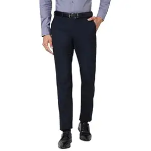 Raymond Men Mid Rise Slim Fit Solid Pattern Poly Viscose Blend Pleatless Formal Trouser