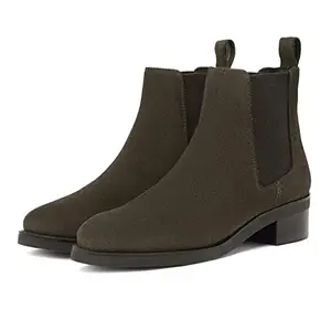 SaintG Women Olive Suede Leather Ankle Boots(6UK)