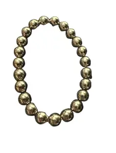 Pyrite Bracelet 8 Mm Original Certified Attractive Look Golden Pyrite Bracelet Round Beads Knotted Flexible Payrait Stone Bracelet For Gift Wearing गोल्डन पाइराइट ब्रेसलेट ओरिजिनल