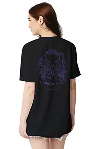 Wear Your Opinion Official Marvel Licensed Black Panther Women's Back Print Oversized Tshirt (Design: Black Panther Wild Madness, XL, Black)